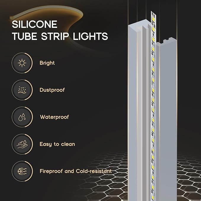 LED Strip Lights Yellow 32.8ft 110-120V Neon Rope Lights,Flexible Silicone Outdoor Waterproof Neon Strip Lights for Bedroom,Mirror,Kitchen Cabinet, Living Room,Halloween Decor