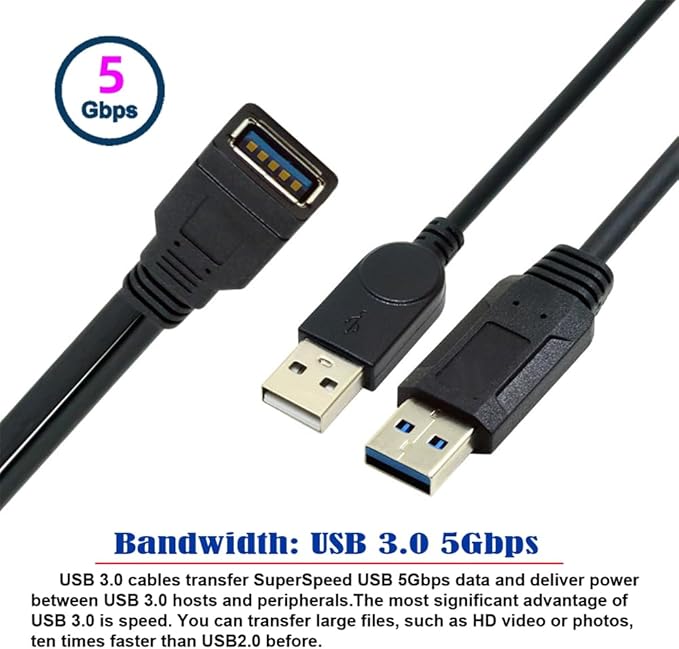 NFHK Black USB 3.0 Female to Dual USB Male Extra Power Data Y Extension Cable for 2.5" Mobile Hard Disk