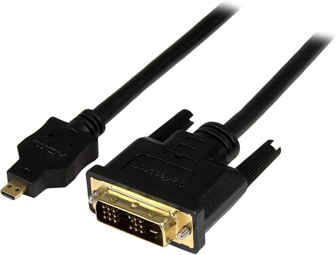 StarTech.com 2m Micro HDMI to DVI-D Cable - M/M - 2 meter Micro HDMI to DVI Cable - 19 pin HDMI (D) Male to DVI-D Male - 1920x1200 Video (HDDDVIMM2M),Black,6 ft / 2m