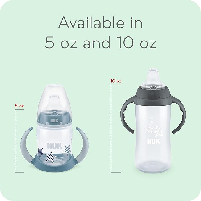 NUK Learner Cup, 10 oz, 2 Pack, 8+ Months﻿ – BPA Free, Spill Proof Sippy Cup