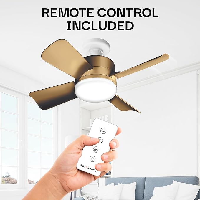 Bell+Howell Socket Breeze Cool Light Deluxe Bronze – Ceiling Fans with LED Lights and Remote Control, Replacement for Lightbulb - Bedroom, Kitchen, Living Room,1000 Lumens / 5000 Kelvins