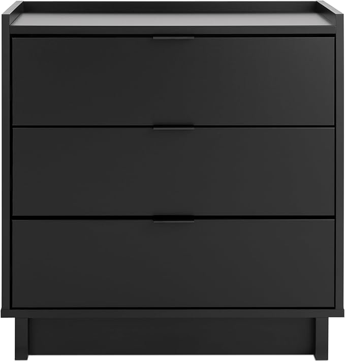 Prepac Simply Modern Nightstand Bedside Table, Black Nightstand for Bedroom, End Table with 3 Drawers 26.5" W x 26.75" H x 16" D