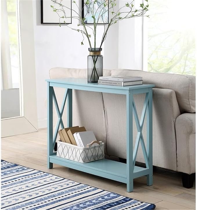 Convenience Concepts Oxford Console Table 39.5" - Sofa Table with Storage Shelf, Transitional Entryway Hall Table for Living Room and Bedroom, Display Foyer Table, Sea Foam Blue