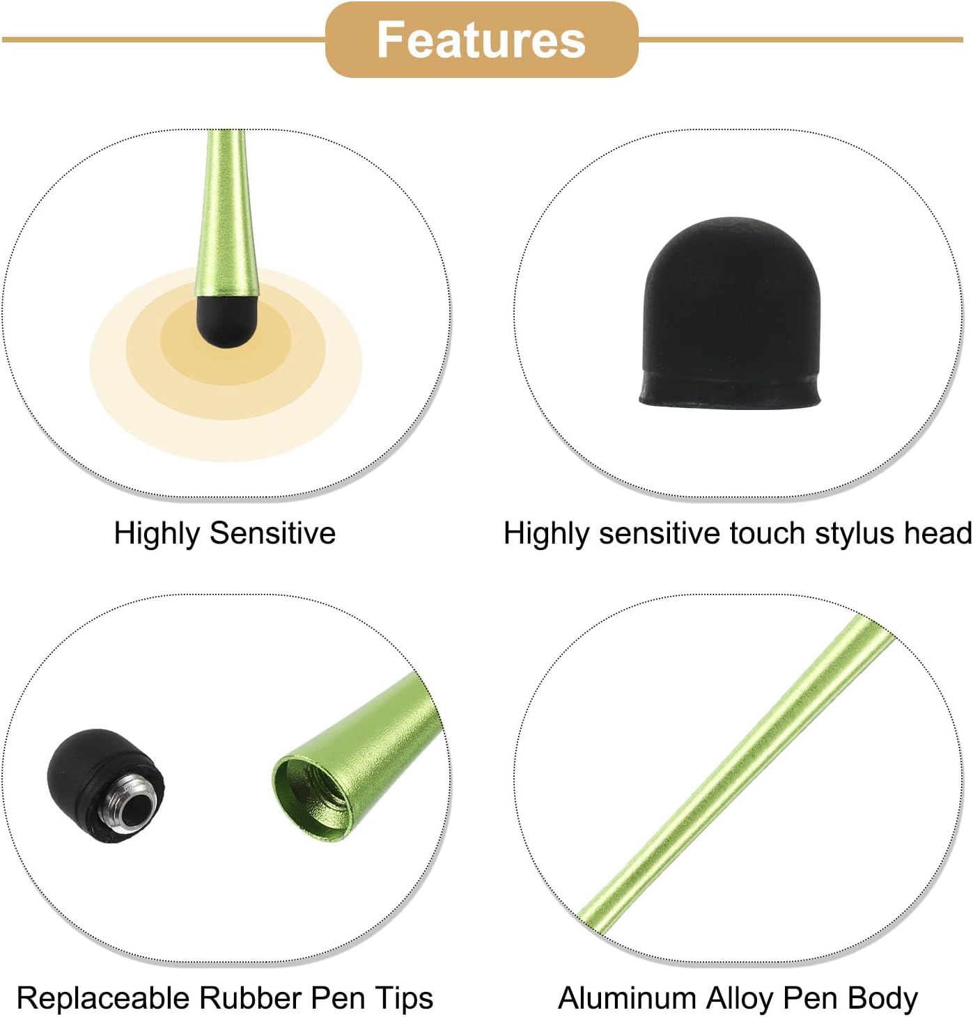 MECCANIXITY 3pcs Stylus Pens for Touch Screens, Slim Universal Capacitive Pen with 3 Extra Tips, Red/Black/Green