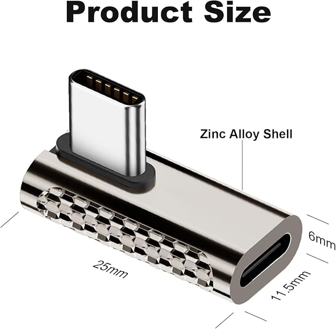 2 pcs Type-C to Type-C,USB C Adapter PD Type C Male to Female Extender 8k@60Hz Video for Mobile Phones, laptops, Tablets Projection Screen or Charging (Center Bend)