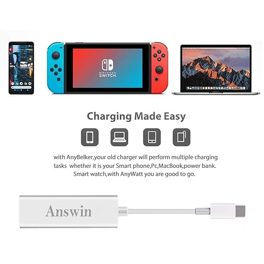 Mag-Safe to USB C Adapter 3-in-1 Mag-Safe 1 & 2 Adapter & USB C PD & QC USB (Charing Only) for iPhone 15 Series, M1/M2 MacBook, MacBook Air and More USB-C Devices