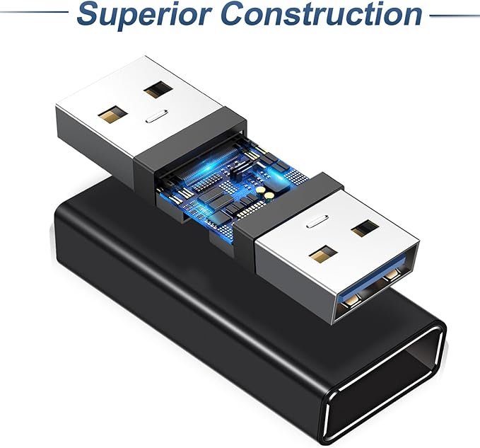 Basesailor USB Female to Female Adapter (3-Pack), USB 3.0 to Type A Female 3.0 Cable Coupler for Connecting Two Male Ends Cord, Extension Connector (Black (Upgraded))