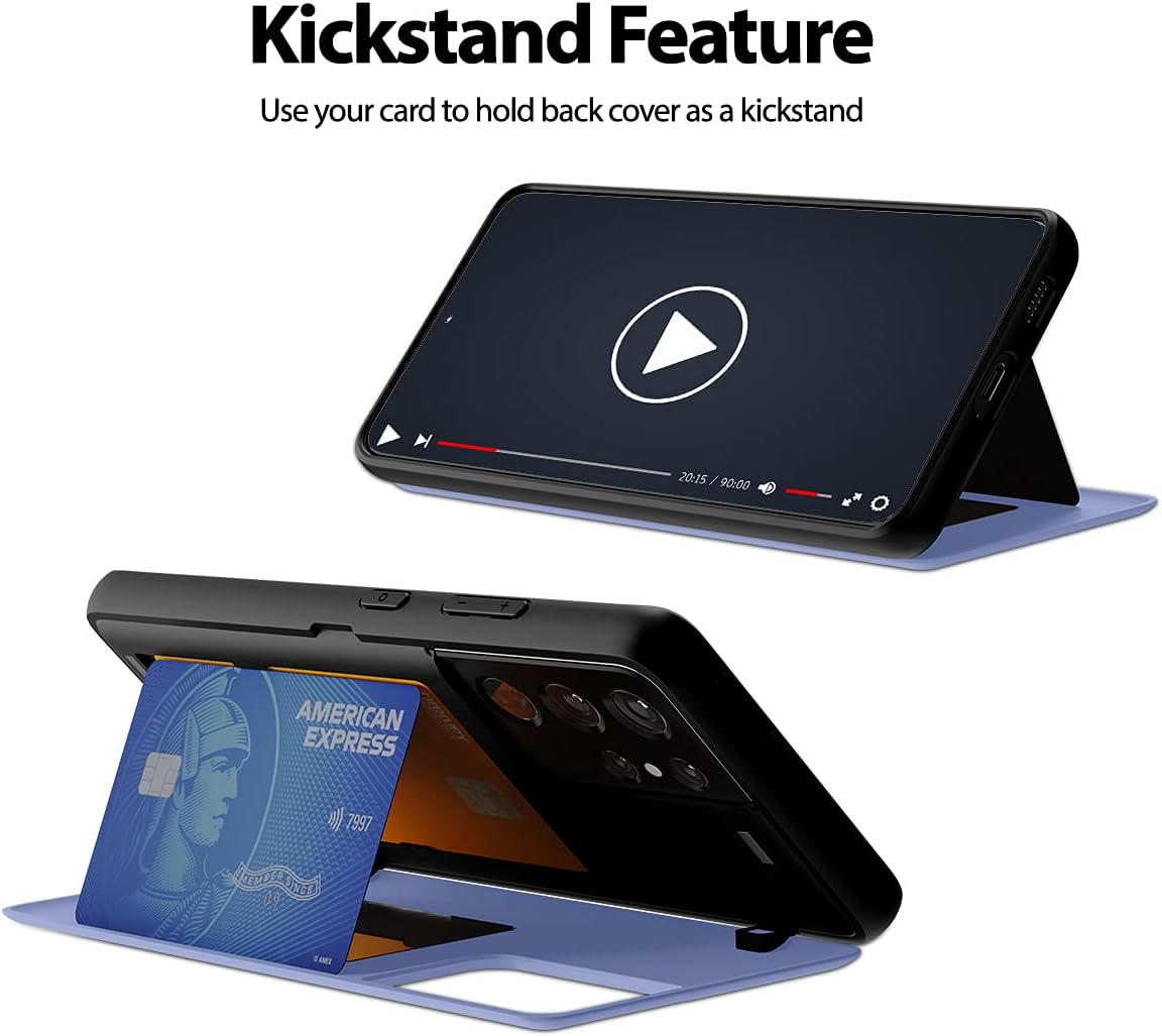 GOOSPERY Card Holder Wallet Case for Galaxy S21 Ultra, Magnetic Door Closure Protective Dual Layer Bumper