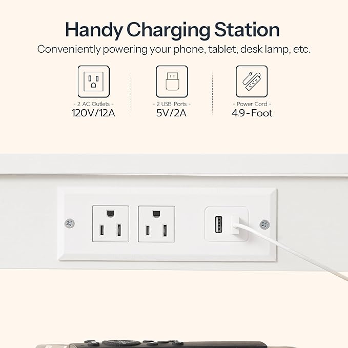 HOOBRO Side Tables Set of 2 with Charging Station and USB Ports, Small End Tables for Small Space, 3-Tier Nightstands with Adjustable Shelf, for Living Room, Bedroom and Balcony, White WW112BZP201