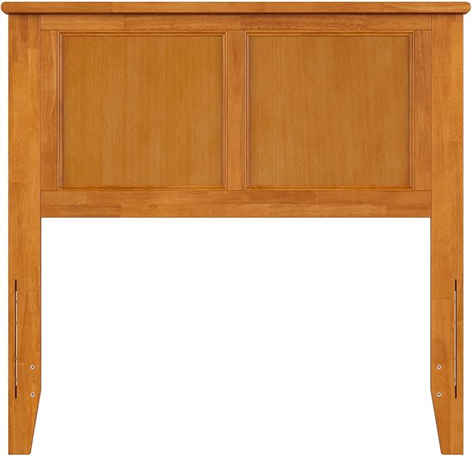 AFI, Madison Twin Solid Wood Panel Headboard with Attachable Charger, Light Toffee