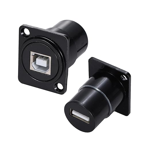 5PCS Panel Mount USB B to USB A Connector for Printer, D Type Female USB 2.0 Scanner Converter Adapter for HP, Canon, Dell, Epson, Lexmark, Xerox and More