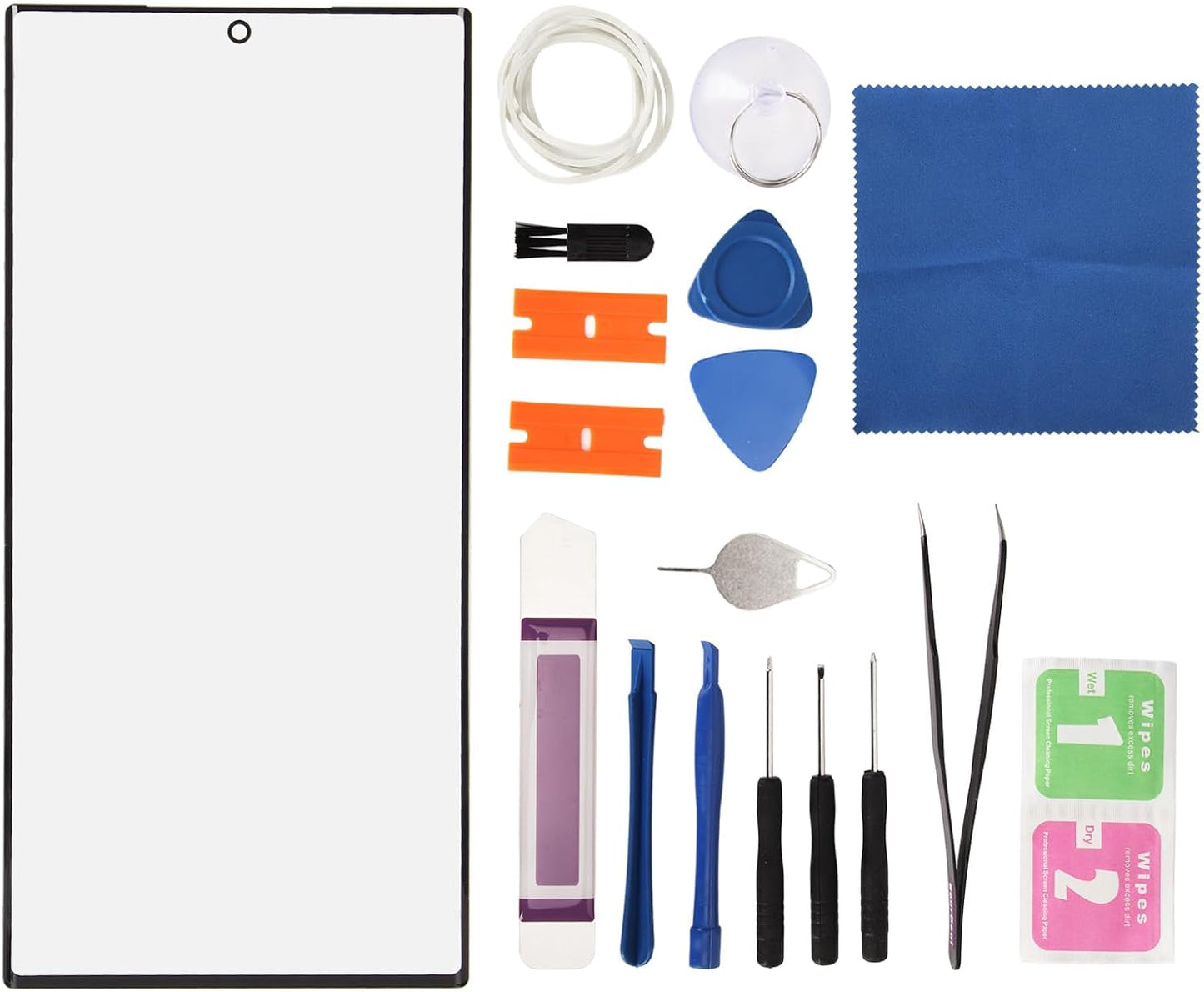 Front Outer Glass Screen Replacement Kit for Galaxy S23 Ultra, Phone Screen Assembly with Repair Tools