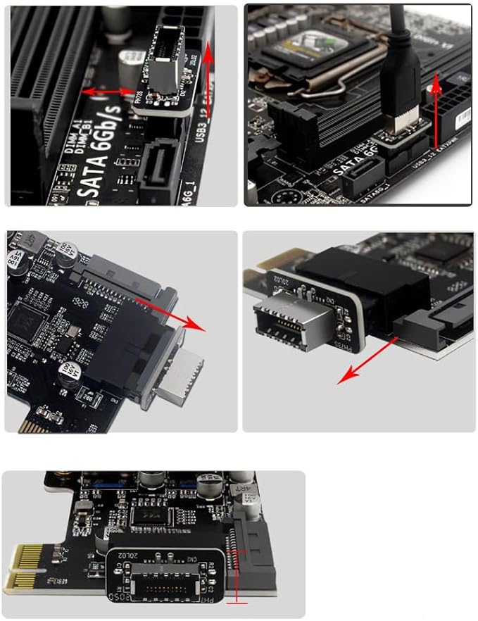 COMeap USB 3.2 Gen 1 to USB 3.2 Gen 2 Header Adapter, USB 3.1 Type-E Key-A to USB 3.0 20 Pin Header Converter for Type C Motherboard (Vertical Type)