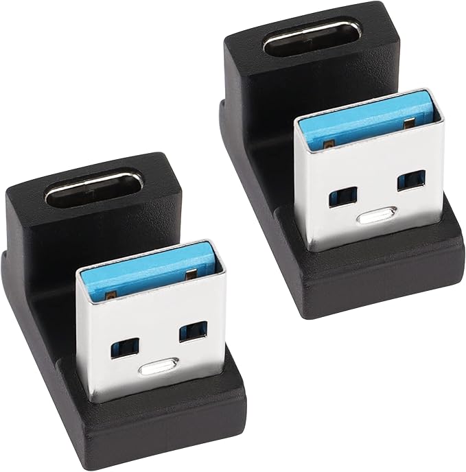 QIANRENON U-Shape USB 3.1 to USB C Adapter 180 Degree USB A3.1 Male to Type C Female Coupler Connector 10Gbps Support Data Transfer OTG 2Pcs