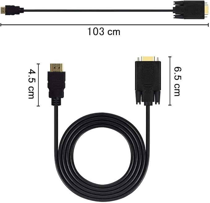 HDMI to VGA Cable Gold-plated 1080P HDMI Male to VGA Male Active Video Adapter Converter Cord (3 Feet/1 Meter)