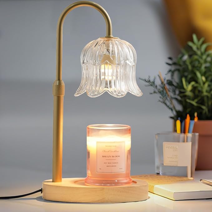 Candle Warmer Lamp with Timer: Adjustable Dimmable Height Adjustable Warming - Flower Vintage Shape Wax Lamp Jar Candles No Flame Modern Home Decor Table Lights - New Home Room Decor