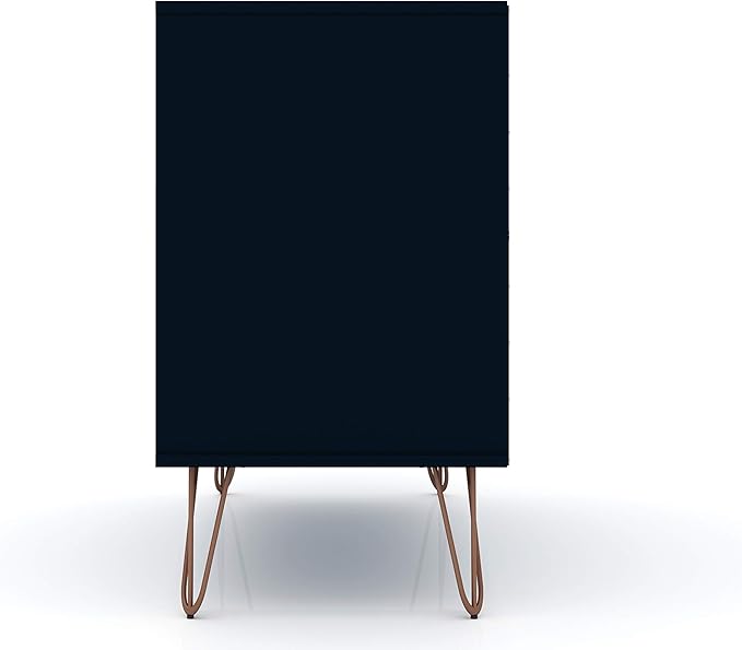 Manhattan Comfort Rockefeller 3 Drawer Dresser for Bedroom Storage, Nursery, Closet, Living Room, Entryway, TV Stand for Screens up to 32 Inches, Anti-Tip Kit Included, Set of 2, Midnight Blue