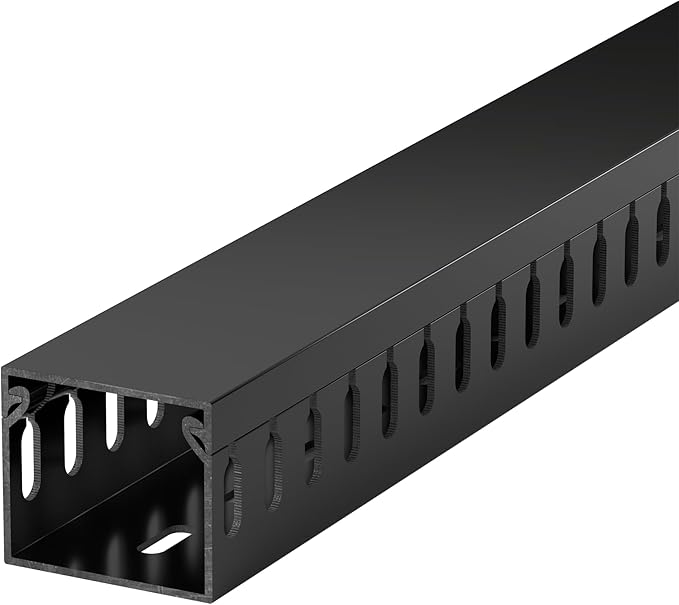 ZhiYo H1.4 W1.6in Professional Server Rack Cable Management Raceway, 66in (4X L16.5in) Cable Raceway Kit, Electrically Safe PVC Open Slot Wire Raceway for Under Desk/Computer/Network Cords, Black