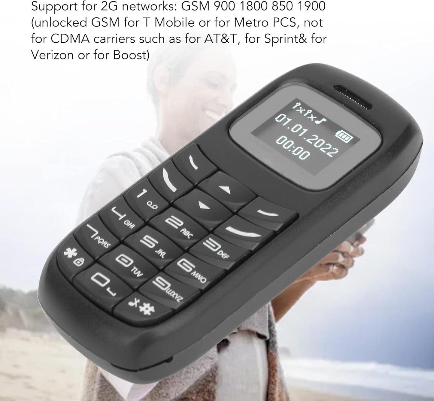 GOWENIC BM70 Mini Smartphone, 2G Unlocked Mobile Phone, 0.66 Inch Screen, Dual SIM, Bluetooth Music Player (Black)