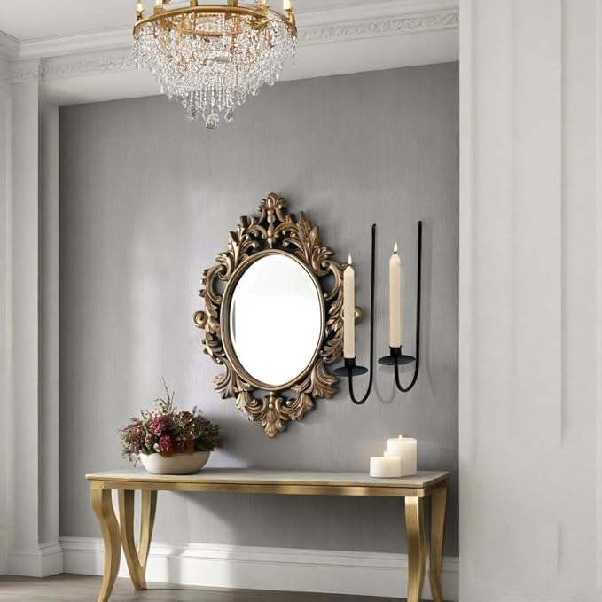 Wall Candle Holder Set of 2, Modern Candle Sconces Wall Mount Metal Holders Hanging Candle Pillar Holder for Living Room, Wedding, Farmhouse, Fireplace, Matte Black