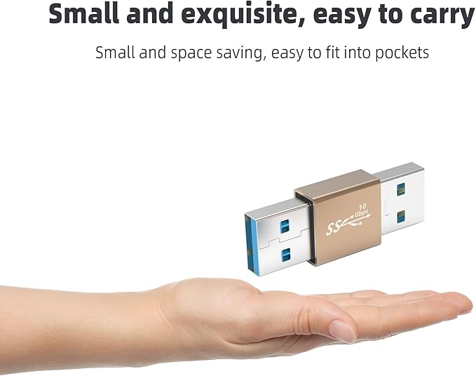 3Pack USB Adapter Male to Male, 10Gbps USB 3.1 Type A to Type A high Speed Extension Connector for Hard Driver, Laptop, DVD Player, USB3.0 Hub, Monitor, Camera, Gold