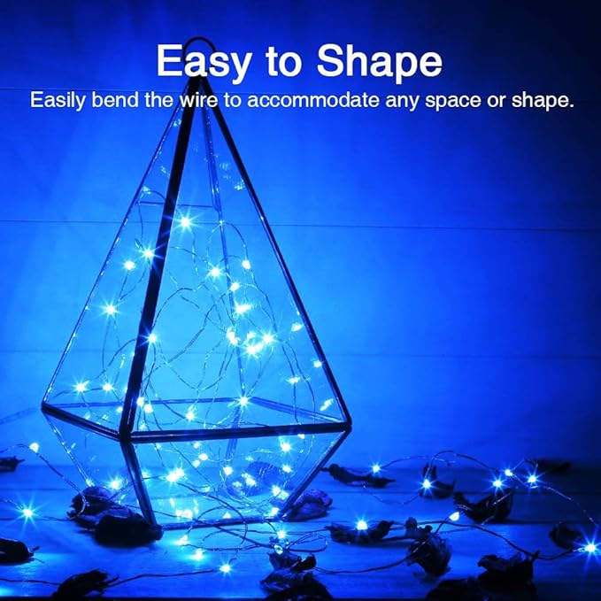 Olafus 16 Pack Blue Fairy Lights Battery Operated, IP68 Waterproof Mini String Light, 7ft Small LED Bottle Light for Wedding Vase Centerpieces Table Decorations Christmas Indoor Party Jars Gift