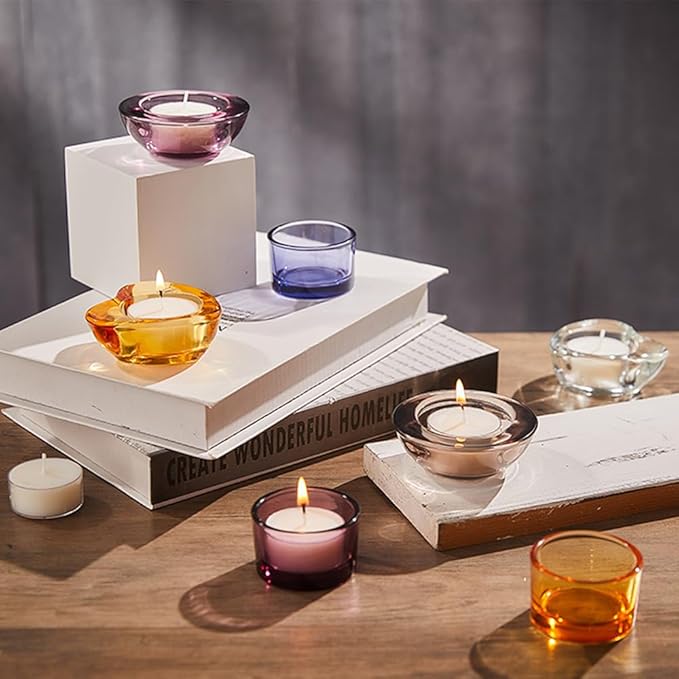 Clear Tealight Candle Holders - Set of 24, Round Chunky Glass Candle Holder, 3" Diameter - CH01