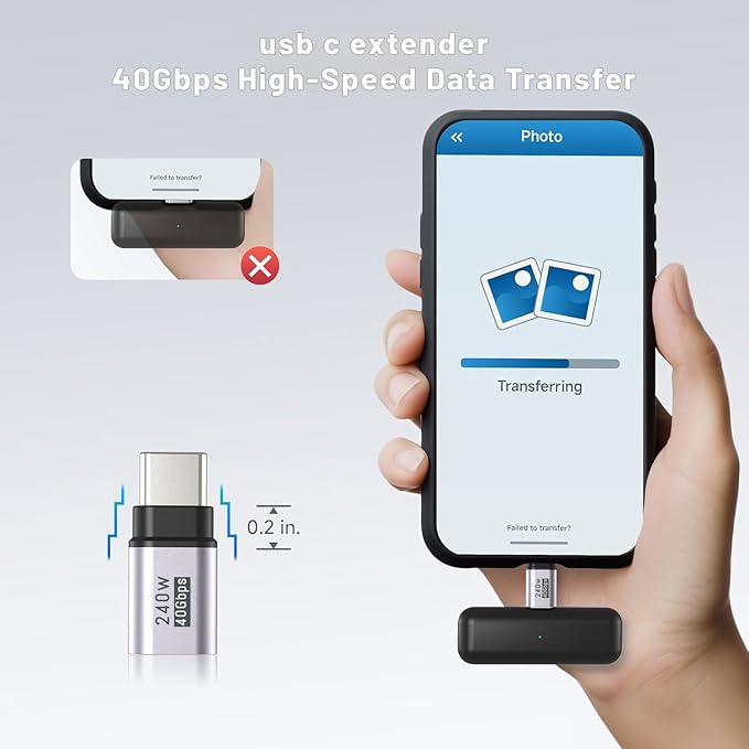 4Pack usb c extender Supports Up to 40Gbps Data Transfer and 240W Fast Charging , Usbc to Usbc adapter,usb c extension Compatible with Thunderbolt 4/3 Supports 4K@240Hz Video for USB-C Devices