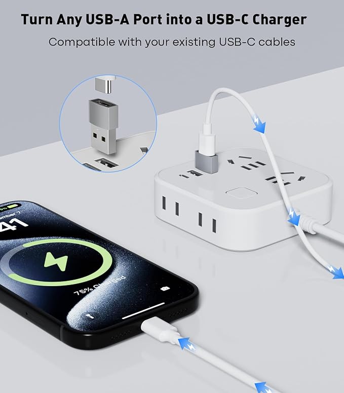 USB to USB C Adapter 4Pack, USB C Female to USB A Male Converter, Fast Charge & High-Speed Data Transfer Compatible with iPhone 17 16 15 Pro, Samsung Galaxy S24, iPad, MacBook Pro