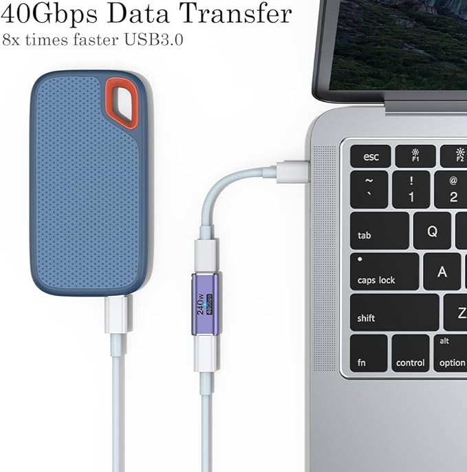 AuviPal 240W USB C Coupler (2 Pack), USB Type C Female to Female Adapter Extender Compatible with Thunderbolt 4/3 Support up to 240W Charging, 40Gbps Data Transfer and 8K@60Hz Video
