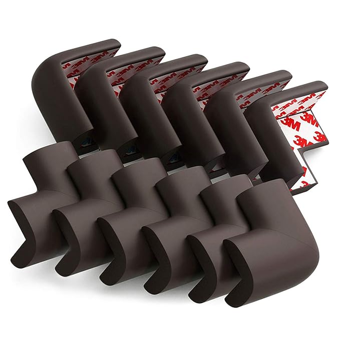 DYKESON Soft Corner Protector, Baby Safety Cushion, Corner Bumpers for Furniture, Corner Proofing for Baby, Corner Cushion, Table Edge Protector, Baby Proofing Edge, Corner Guards, 12 Pack, Brown