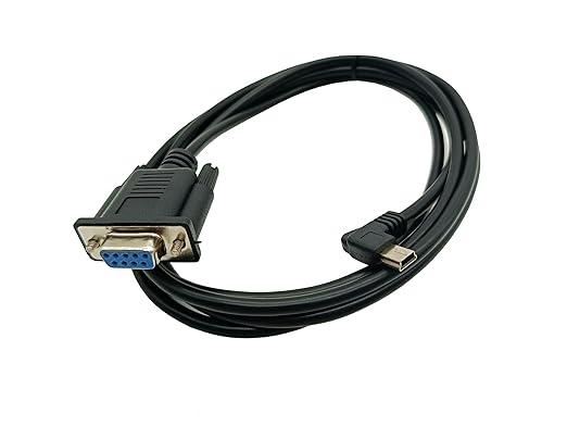 USB to RS232 Serial Adapter, USB Mini 5 Pin Male to DB9 9 Pin Female Serial Converter Cable 1.8M/6Feet (Right Angle mini USB to RS232 Serial)
