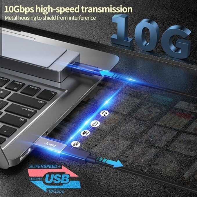 [10Gbps 2 Pack] USB C Female to USB A Male Adapter - USB 3.2 Converter High Speed 10Gbps Data Transfer & 60W Fast Charging, Compatible with Apple/iPhone/iPad