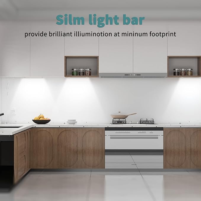ASOKO Under Cabinet Led Light Plug in, Dimmable Cold White 5000K, 4 Pack 12 inch Linkable Led Under Counter Lights for Kitchen