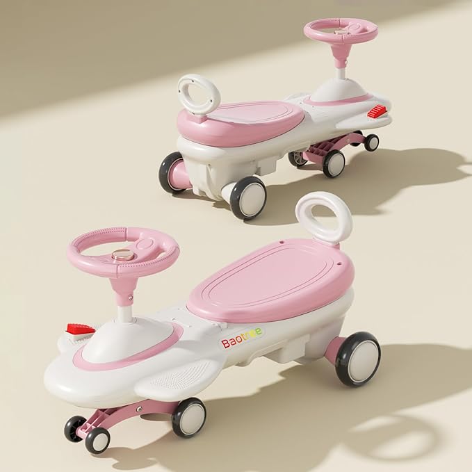 Kids Electric Ride On Car 12V - Electric Wiggle Car with Rechargeable Battery, LED Lights & Music,Anti-Rollover for Boys Girls Ages 3-8, Indoor/Outdoor Toy Vehicle up to 150 lbs