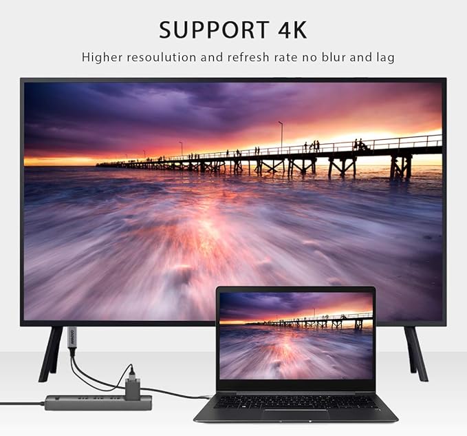 USB C to HDMI Adapter with Charging Cable, Type c to HDMI Adapter 4K 30Hz Compatible with MacBook 2018 iPad Pro,iMac,ChromeBook Pixel,Galaxy S9 Note9 S10 Surface Book Pro- 6.6FT (6.6FT, Black)