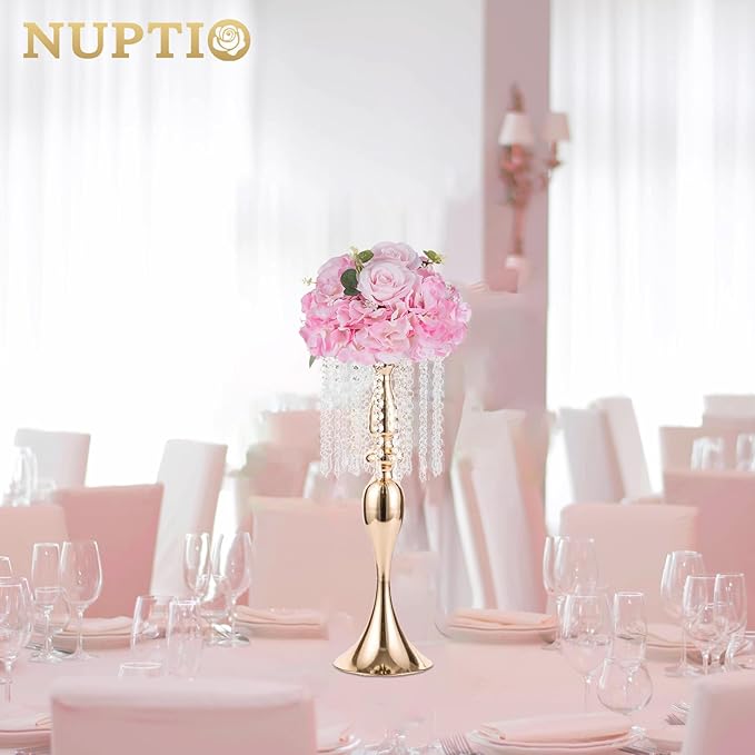 NUPTIO Flower Balls Flowers for Centerpieces: 10 Pcs 11.8 inch Diam Pink Artificial Rose Fake Flower Arrangement Bouquet for Wedding Party Tables Decorations
