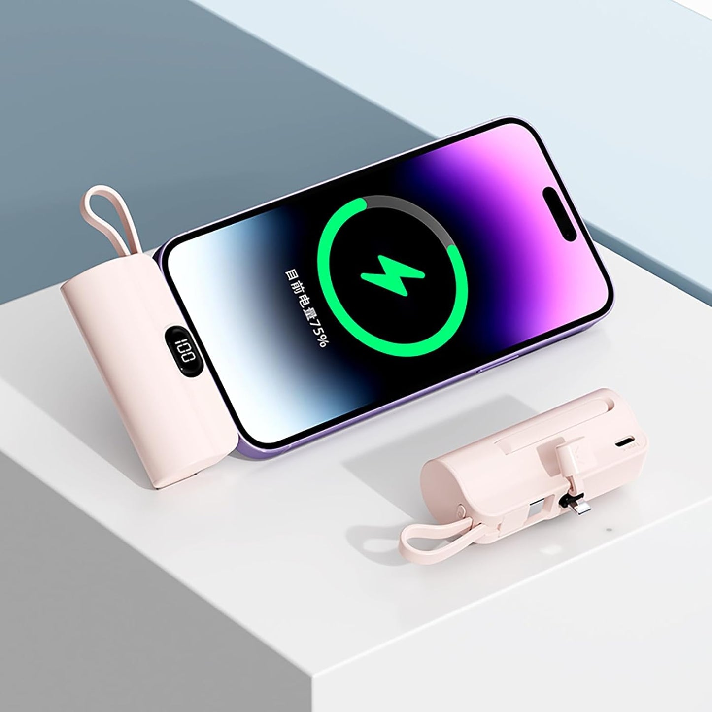 Mini Power Bank, 5500mAh Capsule Power Phone Charger with Dual USB-C Ports for iPhone 15/15 Pro Max, Android