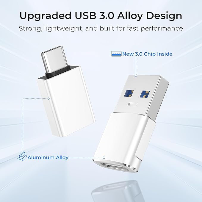 Basesailor USB to USB C Adapter with C Male to 3.0 Female Charger 4P,Thunderbolt 4 OTG Converter for MacBook,iWatch 9 10 11,iPhone 17 16 15 14 13 Plus Pro Max Mini,Galaxy S26 S25 S24 S23 S22,iPad Air