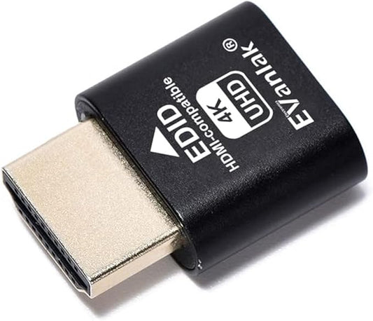 EVanlak HDMI Dummy Plug Headless Ghost Display Emulator Premium Aluminum PC（Fit Headless-3840x2160@60H New 3RD）-1Pack