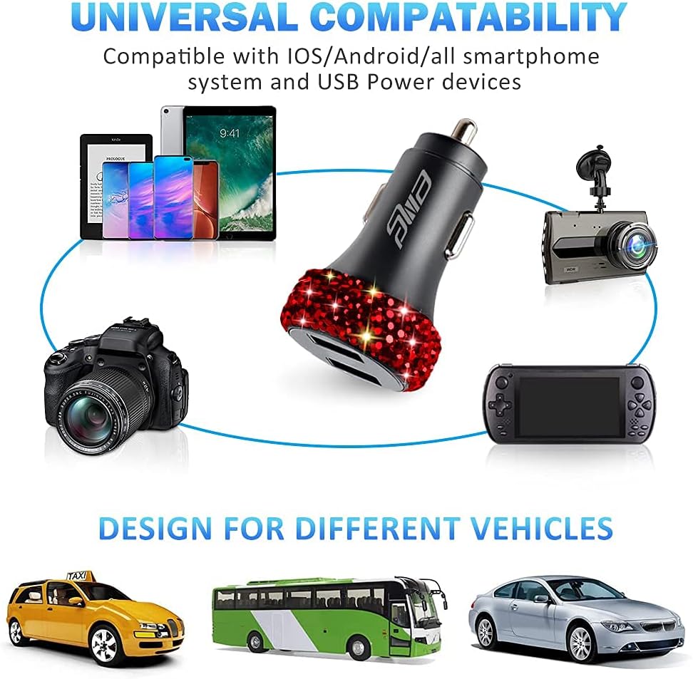 Dual USB Car Charger Quick Charge 3.0 Adapter, Fast Charging Compatible for iPhone, Samsung, Google Pixel
