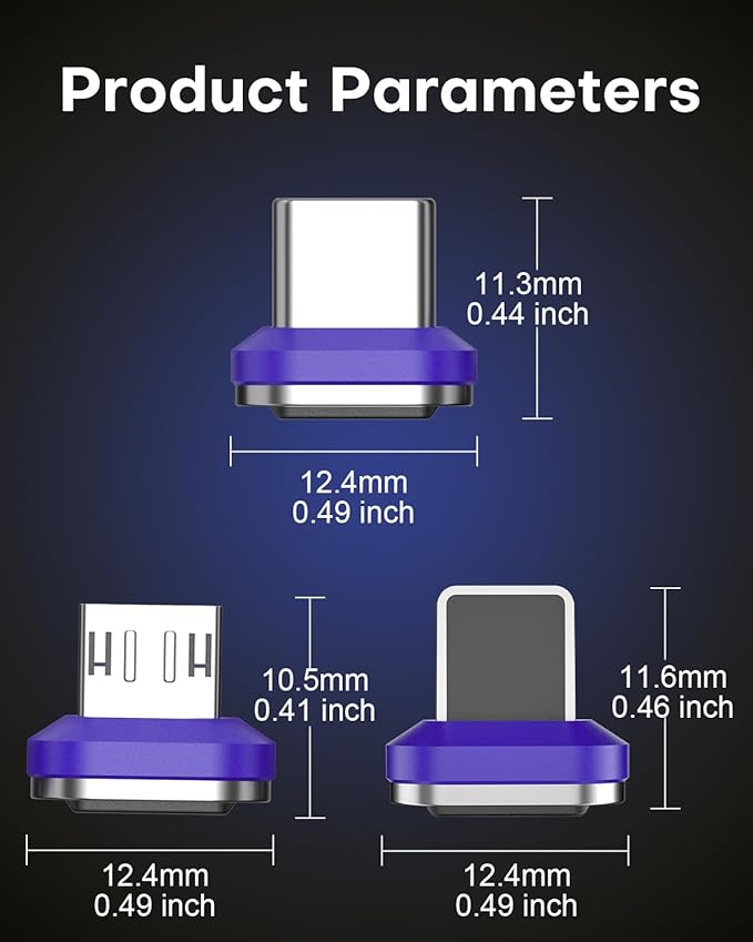 Magnetic Adapter Tips 3 Pack 24 PINS USB2.0 Replacement OTG Tips for Type C Devices Magnetic Phone Cable Male Adapter for Samsung Galaxy S8 S22+ Plus Google Pixel (USB C)