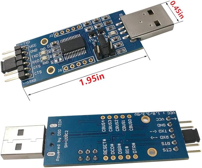 DSD TECH SH-U09C2 USB to TTL Adapter Built-in FTDI FT232RL IC for Debugging and Programming