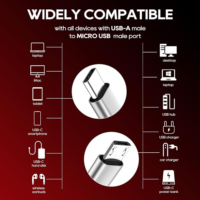 UCEC USB-C to Micro USB Cable, 10FT Braided Nylon Charging Cord for Tablet Camera Speaker Phone, Gray (1PACK)