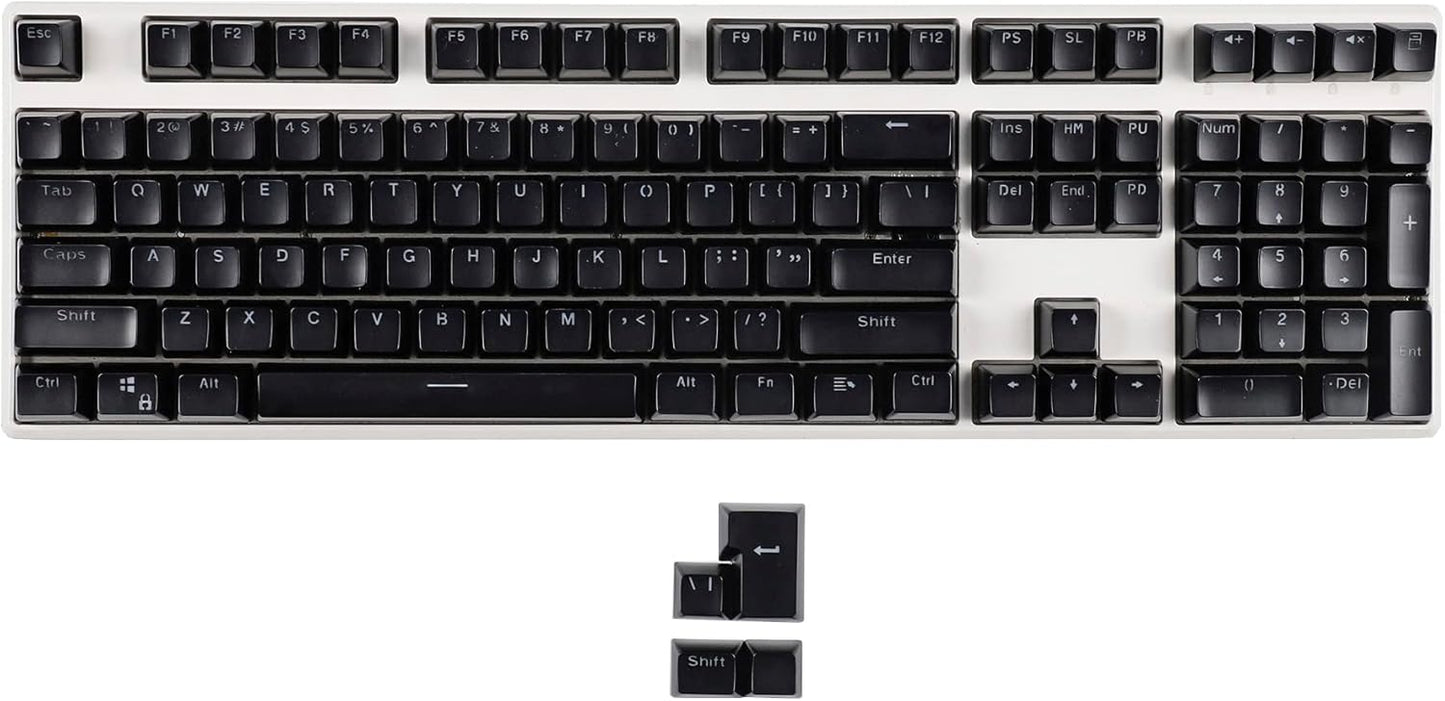 YMDK 104 Key SA Profile ANSI ISO Double Shot Keycaps for Standard MX 104 87 61 Keyboard (Black)
