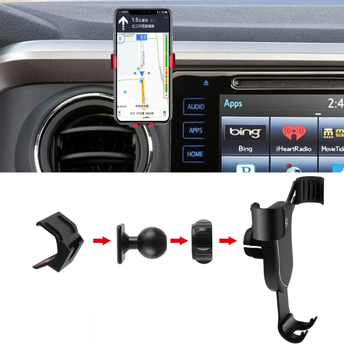 ITrims Car Phone Holder for Toyota Tacoma 2016-2022, Adjustable Dashboard Mount for Most Smartphones