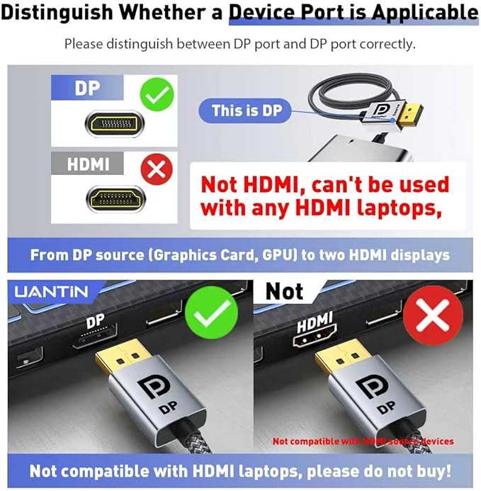 DisplayPort Splitter for 3 Monitors Extended Display | 4K 60Hz Display Port 1 in 3 Out, DP to Three DP MST Hub Adapter for PC, NVIDIA, AMD