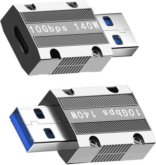 10Gbps USB C Female to USB Male Adapter, Zinc Alloy Type C to USB A Adapter High-Speed Data Transfer, USB3.1 Type C to Type A Charger Converter OTG Fast Charging Compatible(2Pack)