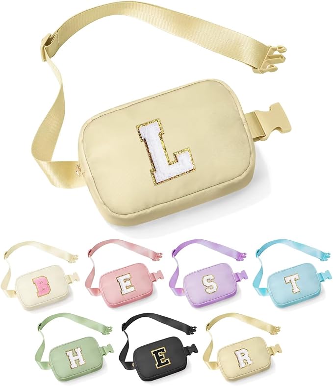 YOOLIFE Graduation Gifts for Girls Teen Girls - Initial Crossbody Bag for Girls Teens Belt Bag Fanny Pack, Personalized Preppy Stuff Dance Gifts for Teen Girls Kids, Birthday Gifts for Girls