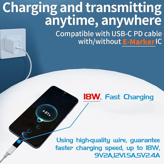 [2 Pack] USB-C Female to MicroUSB Male Charging Adapter,USB C to Micro Rubber Holder Silicone Case Compatible with Power Bank, Micro USB Device, Samsung S6 Edge, Note5, Nexus10, eMarker PD Cord